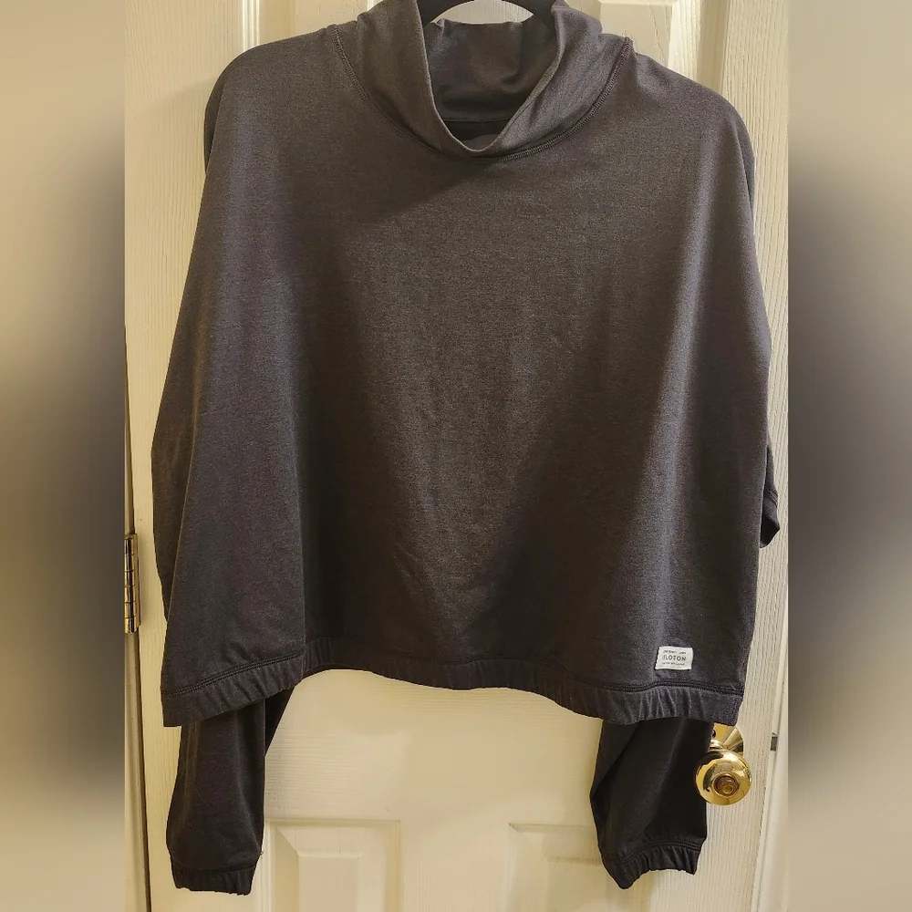 Peloton Dreamblend Charcoal Grey Mock Neck Cropped Pullover Size 1 X - Picture 4 of 7